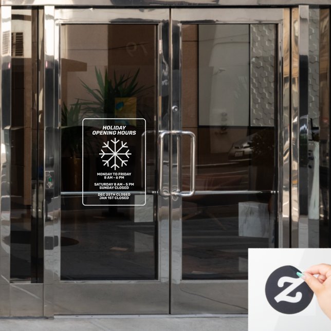 Business holiday opening hours custom door window cling (Office Door)