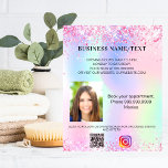 Business holographic photo qr code instagram flyer<br><div class="desc">Personalize and add your name,  address,  your text,  photo,  your own QR code to your instagram account. Pink,  purple,  mint green,  holographc bacground decorated with confetti.</div>