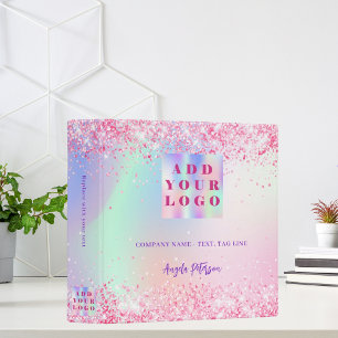 Business holographic pink purple logo binder