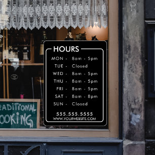 Business Hours Custom Store Window Personalized Window Cling