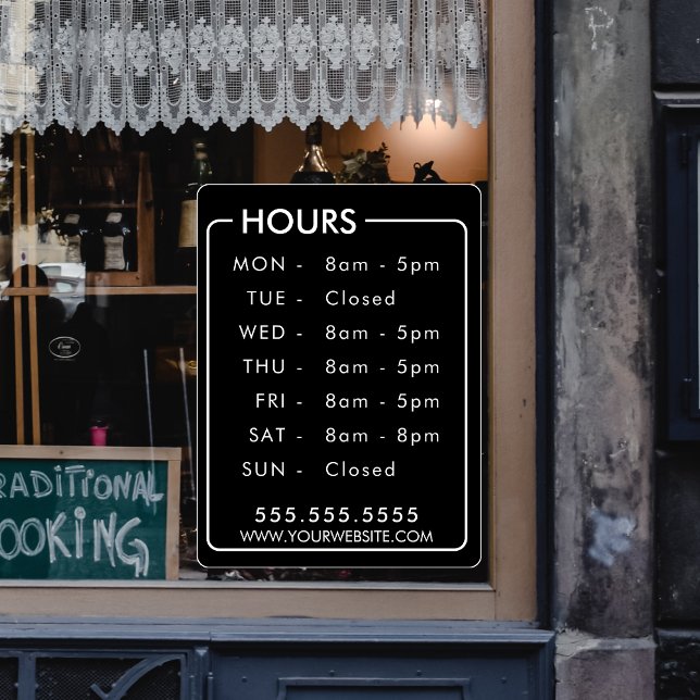 Business Hours Custom Store Window Personalized Window Cling (Creator Uploaded)