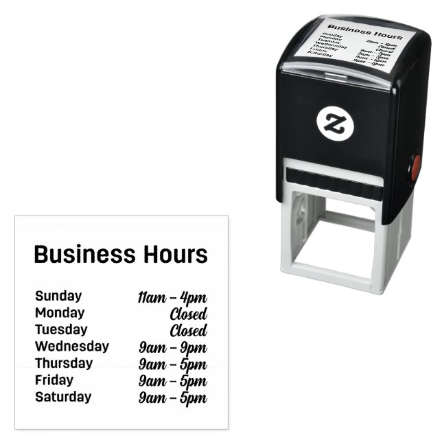 Business Hours Customizable Times  Self-inking Stamp (In Situ)