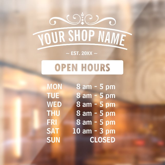 Business Hours ID872 Window Cling (Sheet 2)