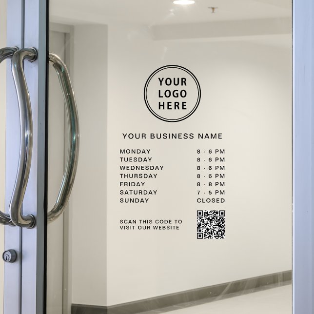 Business Hours Logo QR Code Window Cling (Creator Uploaded)