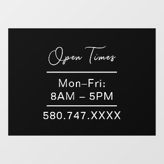 Business Hours & Phone Window Cling