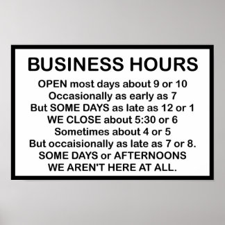 Business Hours Poster