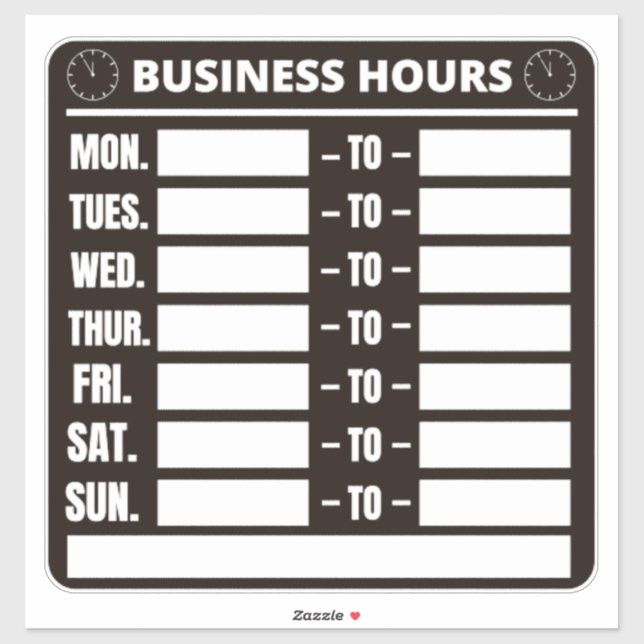 Business Hours Sign (Sheet)