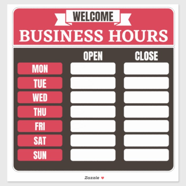 Business Hours Sign,Hours of Operation Signs  (Sheet)