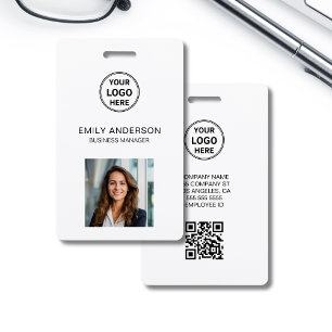 Business ID Card Qr Code Logo Photo Staff  Badge