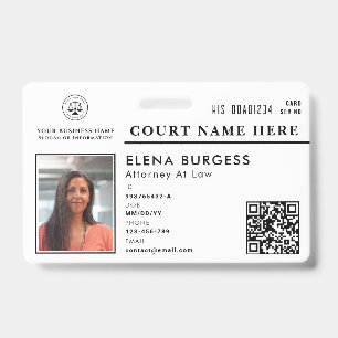 Business ID Logo Attorney at Court White Badge