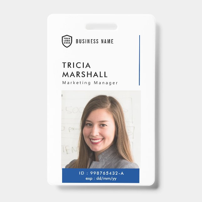 Business ID Logo | Minimalist Photo Employee Badge (Front)