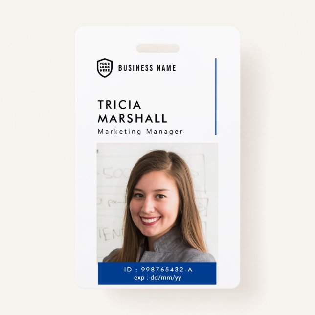 Business ID Logo | Minimalist Photo Employee Badge (Front)