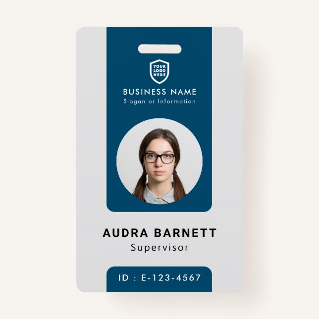 Business ID Logo | Modern Custom Employee Staff Ba Badge (Front)