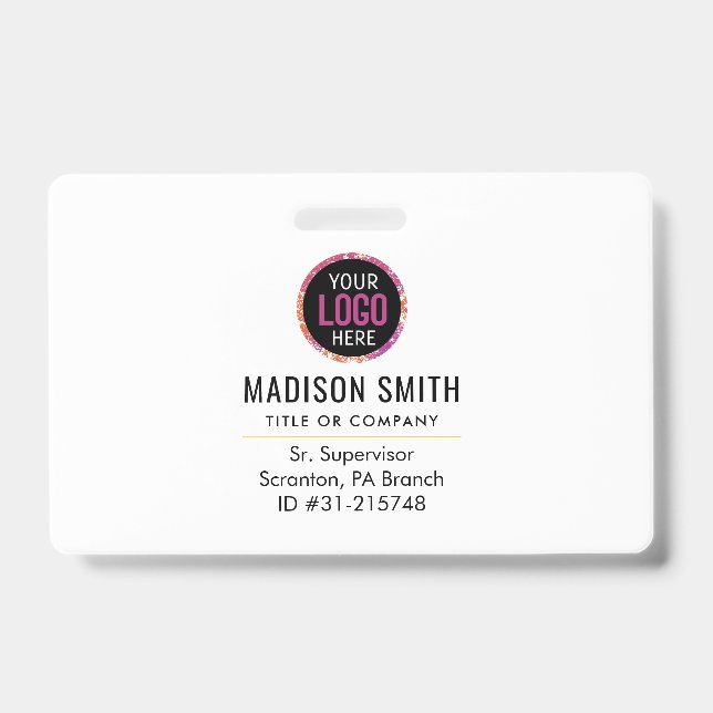 Business ID Logo | Modern Custom Employee Staff  Badge (Front)