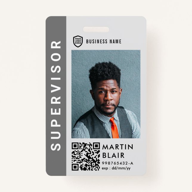 Business ID Logo | Modern Photo Employee Staff Badge (Front)