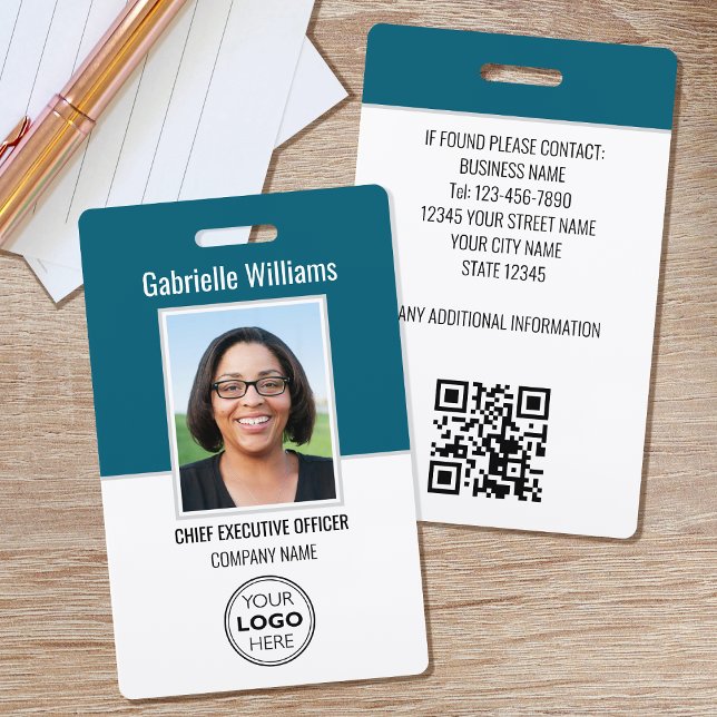 Business ID Photo Security Modern Teal Badge (Creator Uploaded)