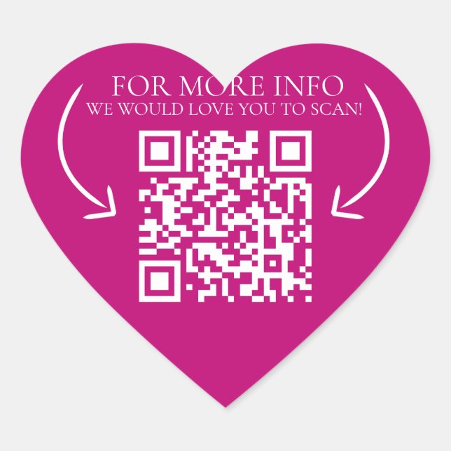 Business info website marketing QR code pink white Heart Sticker (Front)