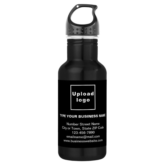 Business Information Black 532 Ml Water Bottle (Front)