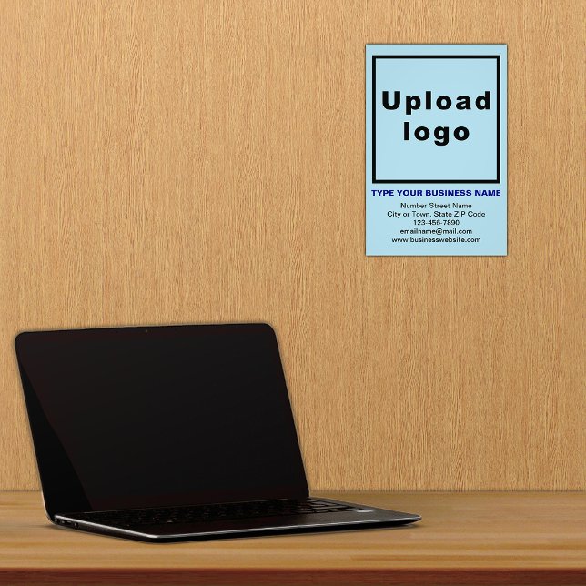Business Information Light Blue Background Photo Print (Advertise your business. Build brand name awareness. Your business brand on light blue photo paper.)