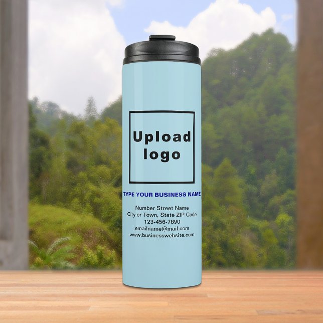 Business Information Light Blue Thermal Tumbler (Build brand name awareness. Your business brand on light blue thermal tumbler.)