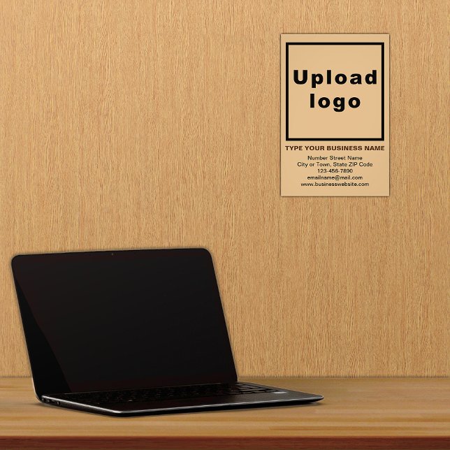 Business Information Light Brown Background Photo Print (Advertise your business. Build brand name awareness. Your business brand on light brown photo paper.)