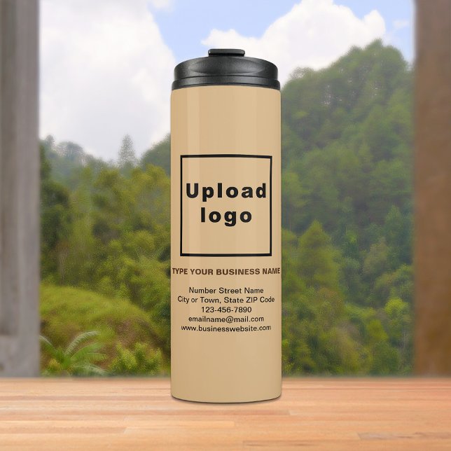 Business Information Light Brown Thermal Tumbler (Build brand name awareness. Your business brand on light brown thermal tumbler.)