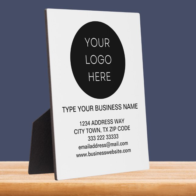 Business Information Logo white minimalist modern Plaque (Creator Uploaded)