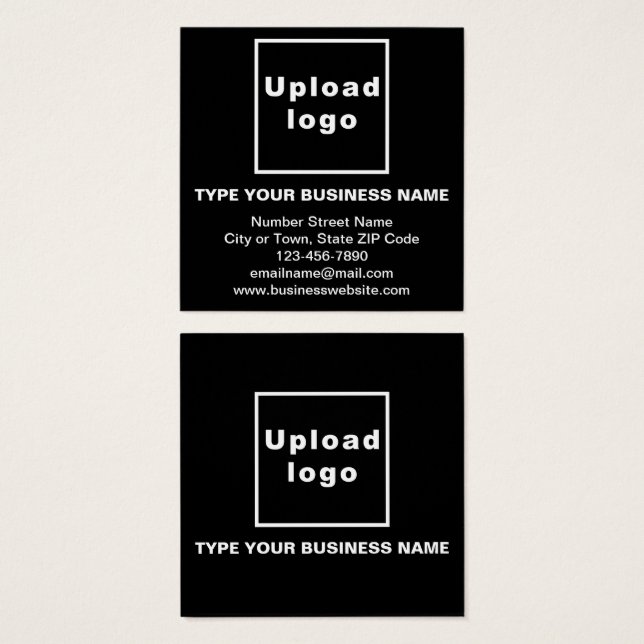 Business Information on Black Square Profile Card (Front & Back)