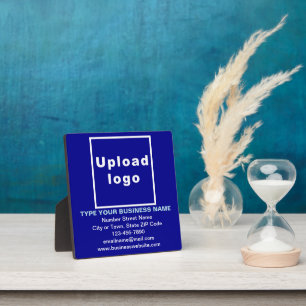 Business Information on Blue Square Plaque