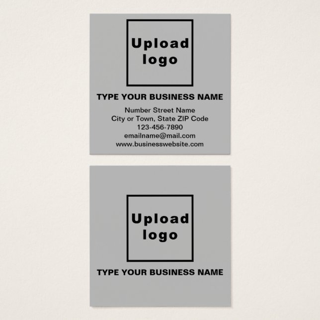 Business Information on Grey Square Profile Card (Front & Back)
