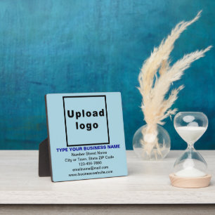 Business Information on Light Blue Square Plaque