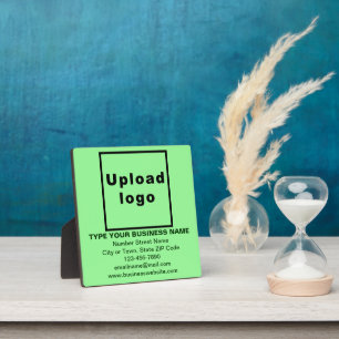 Business Information on Light Green Square Plaque