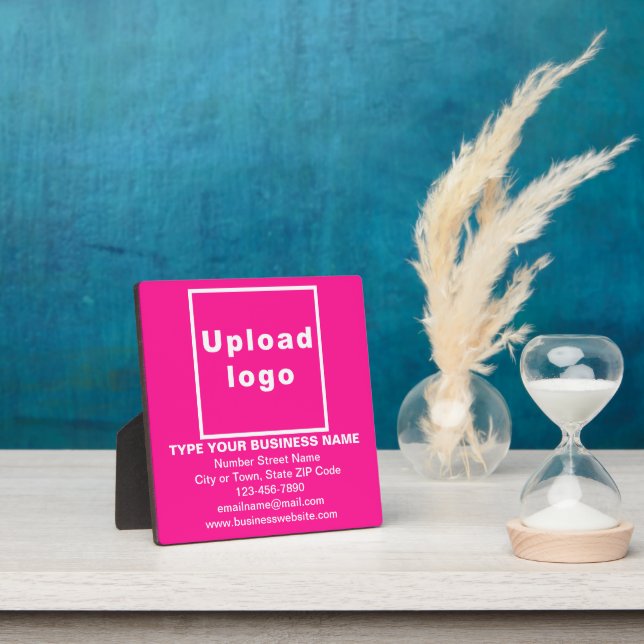 Business Information on Pink Square Plaque (Insitu)