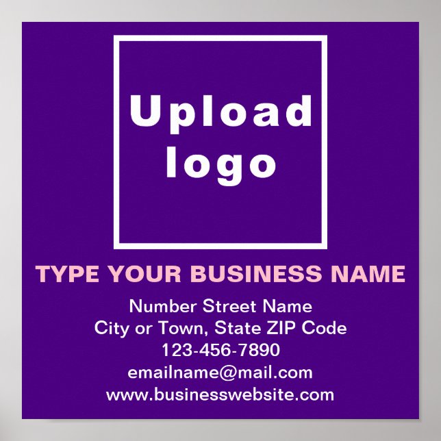 Business Information on Purple Square Poster (Front)