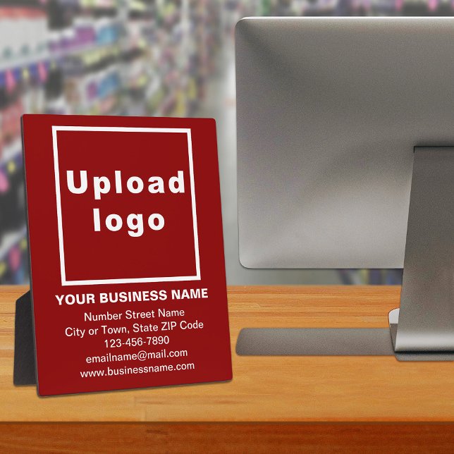 Business Information on Red Plaque (Advertise your business. Build brand name awareness. Your business brand on red plaque.)