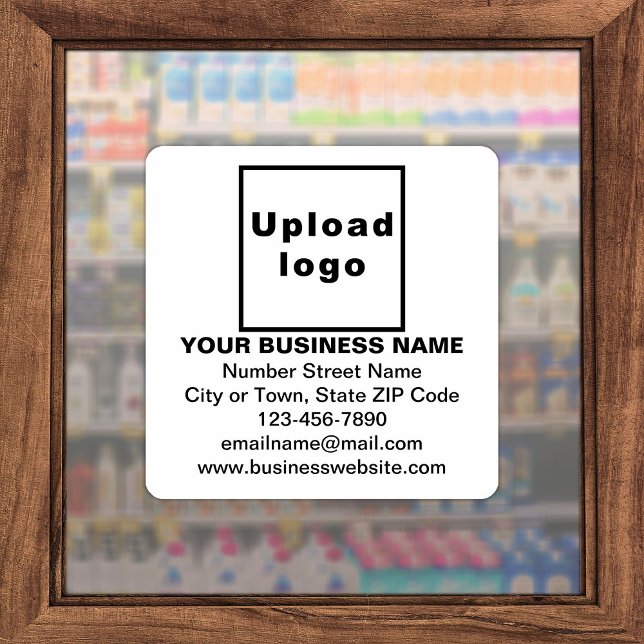 Business Information on White Large Square Vinyl (Advertise your business. Your business brand on white square vinyl sticker.)