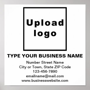 Business Information on White Square Poster