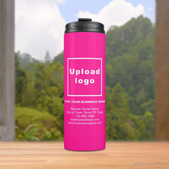 Business Information Pink Thermal Tumbler (Build brand name awareness. Your business brand on pink thermal tumbler.)