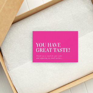 BUSINESS INSERT modern cute thank you fuschia pink Card