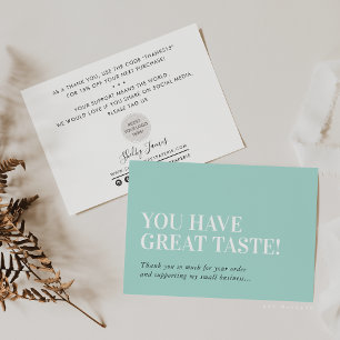 BUSINESS INSERT modern thank you pastel mint green