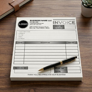 Business Invoice Sales Form Template CUSTOM LOGO Notepad