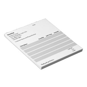 Business Invoice Template Black White Light Gray Notepad