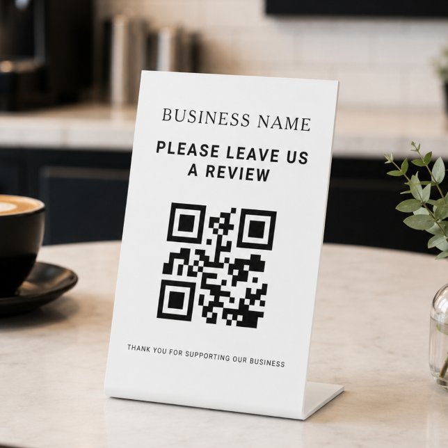 Business Leave Review QR Code Pedestal Sign (Creator Uploaded)