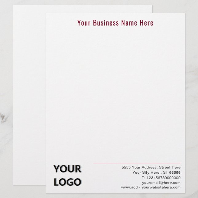 Business Letterhead Example with Logo and QR Code (Front/Back)