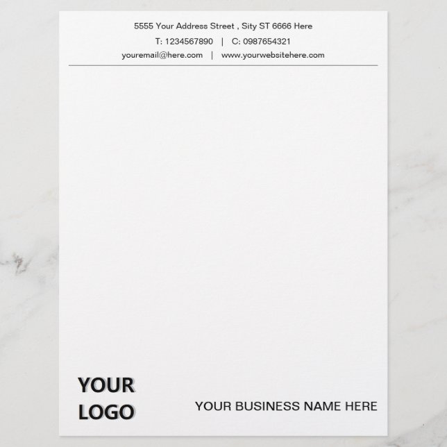 Business Letterhead Logo Name Address Contact Info (Front)