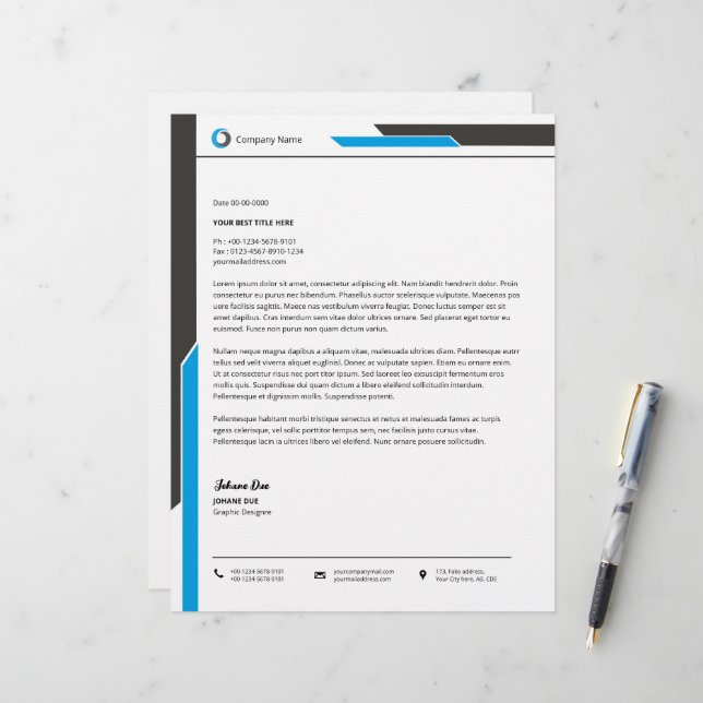 Business Letterhead Template - Customizable Design (Front/Back In Situ)