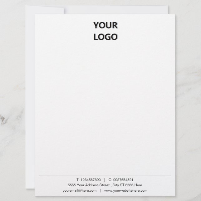 Business Letterhead with Logo and QR Code URL (Front)
