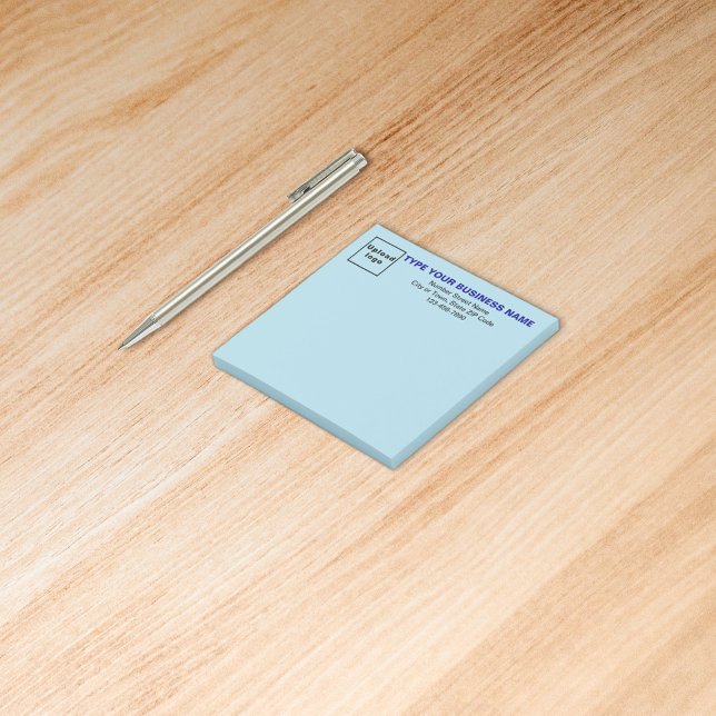 Business Light Blue Square post it note (Build brand name awareness. Your business brand on heading of light blue square post it note.)