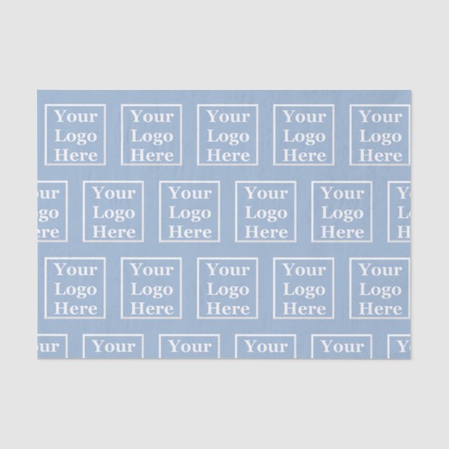 Business Light Blue Your Logo Here Pattern Tissue Paper (Front)