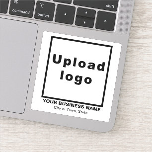 Business Location on White Square Vinyl Sticker